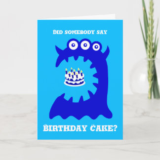 Cute Blue Monster Birthday Greeting Card