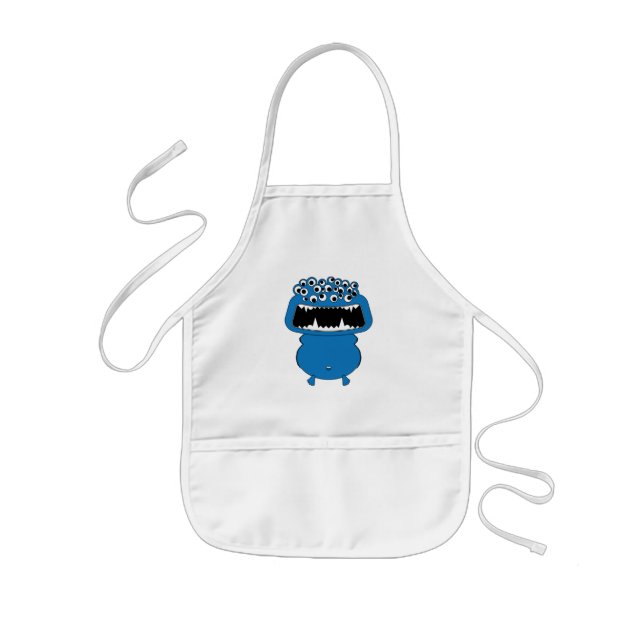 Cute blue monster kids apron (Front)