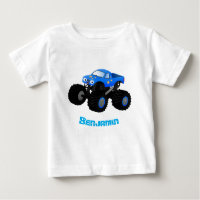 Cute blue monster truck cartoon illustration
