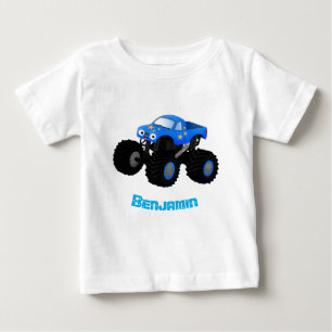Cute blue monster truck cartoon illustration baby T-Shirt