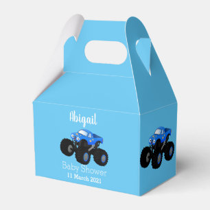 Cute blue monster truck cartoon illustration favour box