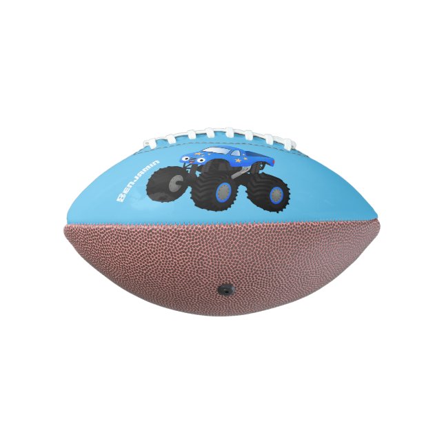 Cute blue monster truck cartoon illustration football (Rotated 270)