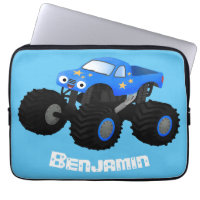 Cute blue monster truck cartoon illustration