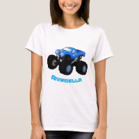 Cute blue monster truck cartoon illustration
