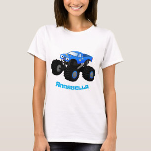 Cute blue monster truck cartoon illustration T-Shirt