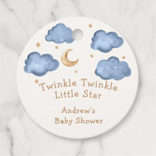 Cute Blue Moon Stars Twinkle Twinkle Baby Shower  Favour Tags