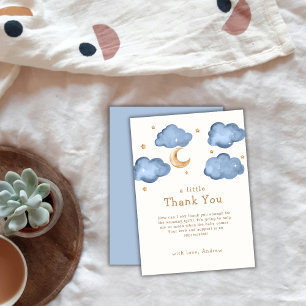 Cute Blue Moon Stars Twinkle Twinkle Baby Shower Thank You Card