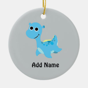 Cute Blue Nessie Ceramic Ornament