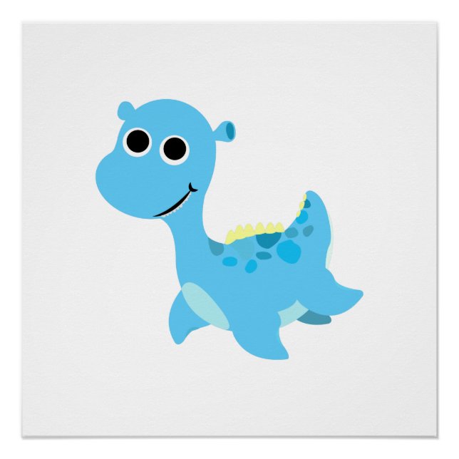 Cute Blue Nessie Poster (Front)
