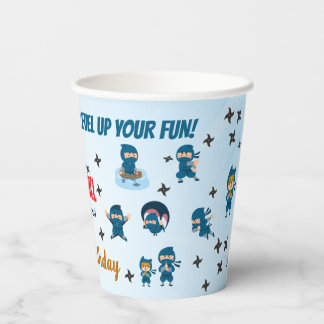 Cute Blue Ninja Squad Boy Birthday Party   Paper Cups