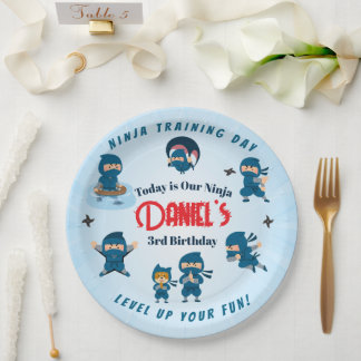 Cute Blue Ninja Squad Boy Birthday Party   Paper Plate