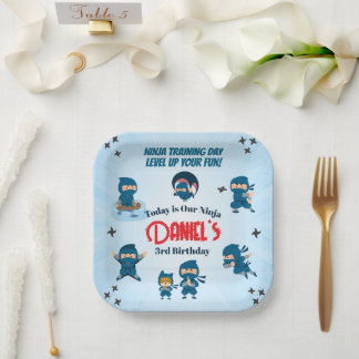 Cute Blue Ninja Squad Boy Birthday Party   Paper Plate