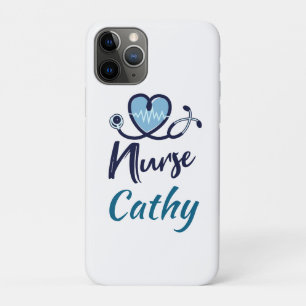 Cute Blue Nurse Heart Personalise iPhone 11 Pro Case