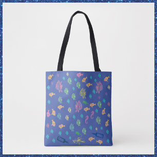 Cute Blue Ocean Marine Life  Tote Bag