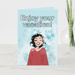 Cute Blue Ocean Waves Enjoy Your Vacation Card