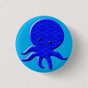 Cute Blue Octopus 3 Cm Round Badge
