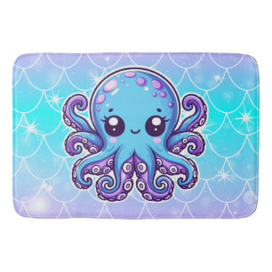 Cute blue octopus bath mat