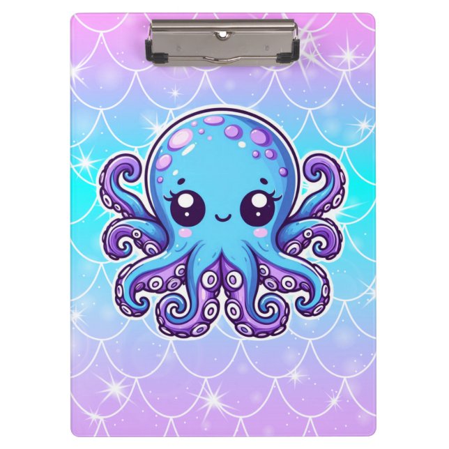 Cute blue octopus clipboard (Front)