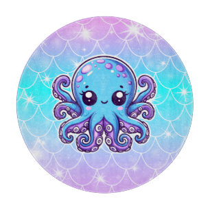 Cute blue octopus cutting board