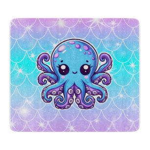 Cute blue octopus cutting board