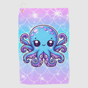 Cute blue octopus golf towel