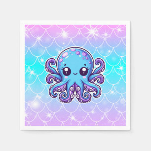 Cute blue octopus napkin