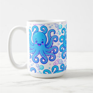 Cute Blue Octopus Pattern Coffee Mug
