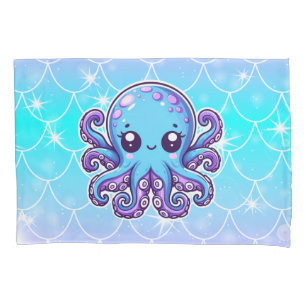 Cute blue octopus pillowcase