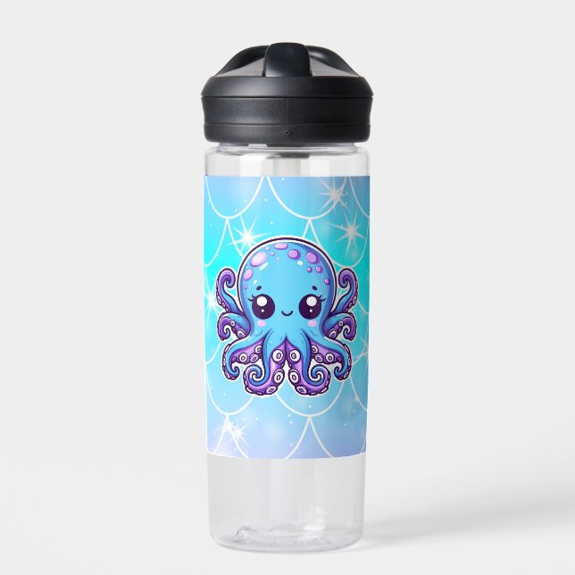 Cute blue octopus water bottle (Front)