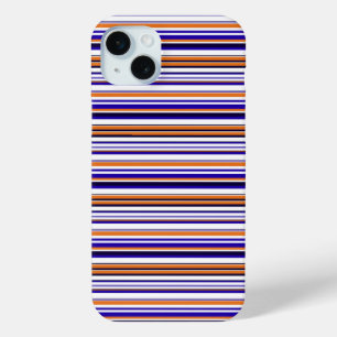 Cute blue orange stripes iPhone 15 mini case