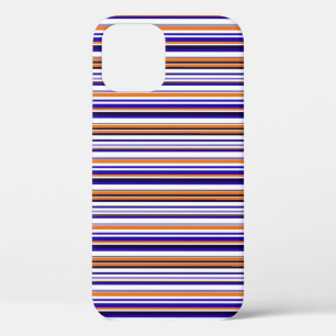 Cute blue orange stripes iPhone 12 case
