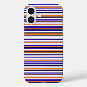 Cute blue orange stripes iPhone 16 plus case
