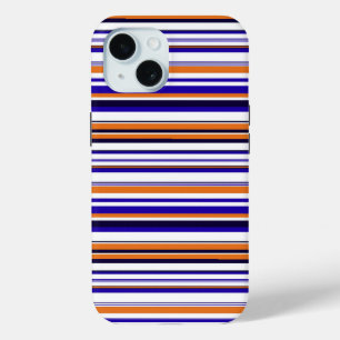 Cute blue orange stripes iPhone 15 case