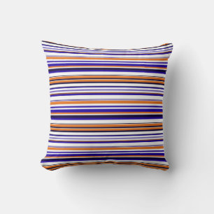 Cute blue orange stripes cushion