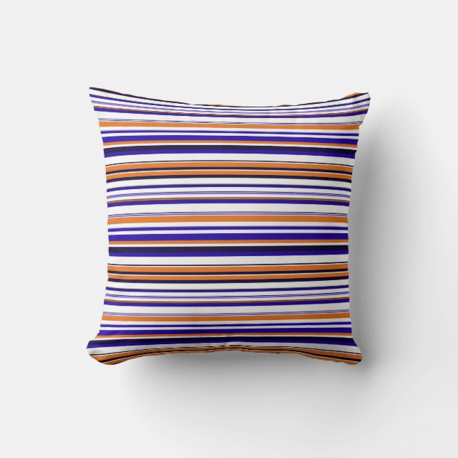 Cute blue orange stripes cushion (Front)