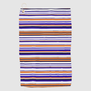 Cute blue orange stripes golf towel