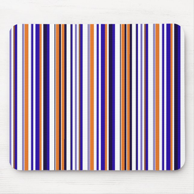 Cute blue orange stripes mouse pad (Front)