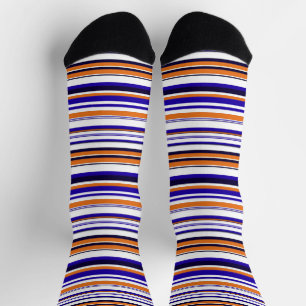 Cute blue orange stripes socks