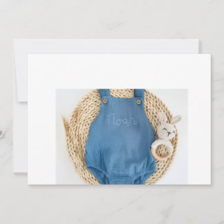 Cute Blue Overalls Print Baby Bodysuit – Newborn & Invitation
