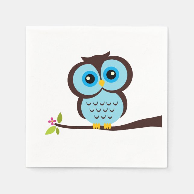 Cute Blue Owl Napkin (Front)