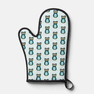 Cute blue owl oven mitt