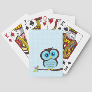 Cute Blue Owl Playing Cards