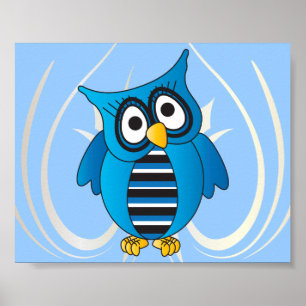 Cute Blue Owl Poster