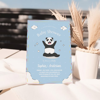 Cute Blue Panda Baby Shower – Editable Baby Shower Invitation