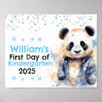 Cute Blue Panda First Day of School Chalkboard