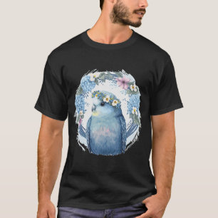 Cute Blue Parakeet Budgie Bird Flower Crown Pet Bi T-Shirt
