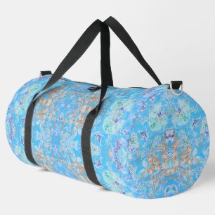 Cute blue pastel floral duffle bag