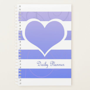 Cute Blue Pastel Heart Stripes Planner