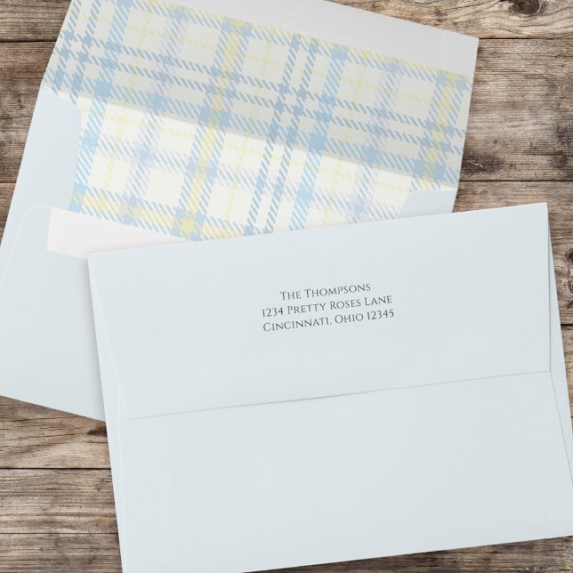 Cute Blue Pattern Custom Return Address Envelope (Creator Uploaded)