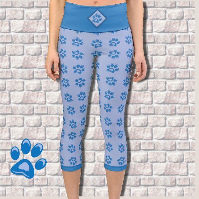 Cute blue paw prints capri leggings (Creator Uploaded)